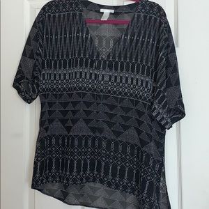 H & M chiffon geometric print short sleeve blouse